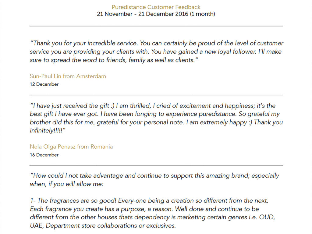 Puredistance Customer Testimonials during Christmas time