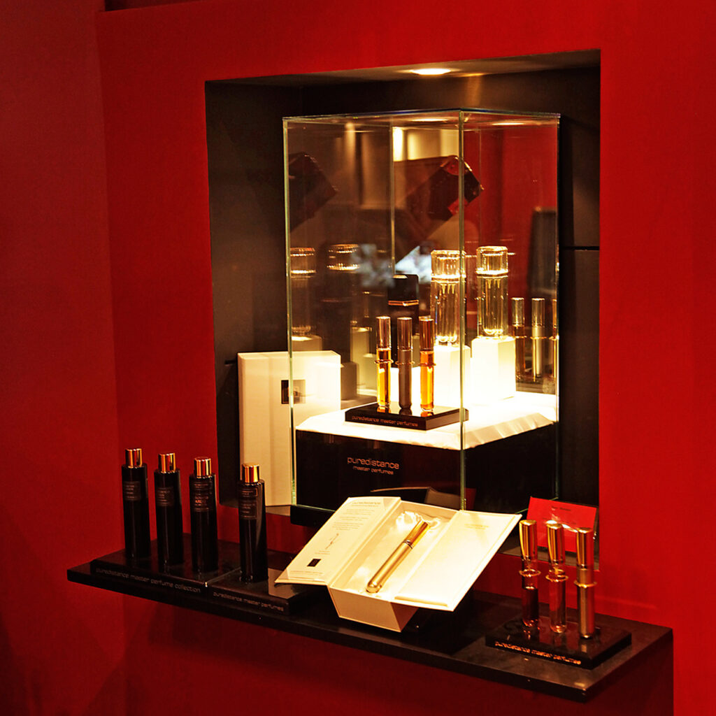 Puredistance Perfume Sprays on display in Perfumery Jovoy in Paris